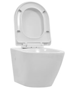 vidaXL Hangend toilet randloos keramiek wit