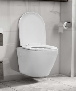 vidaXL Hangend toilet randloos keramiek wit