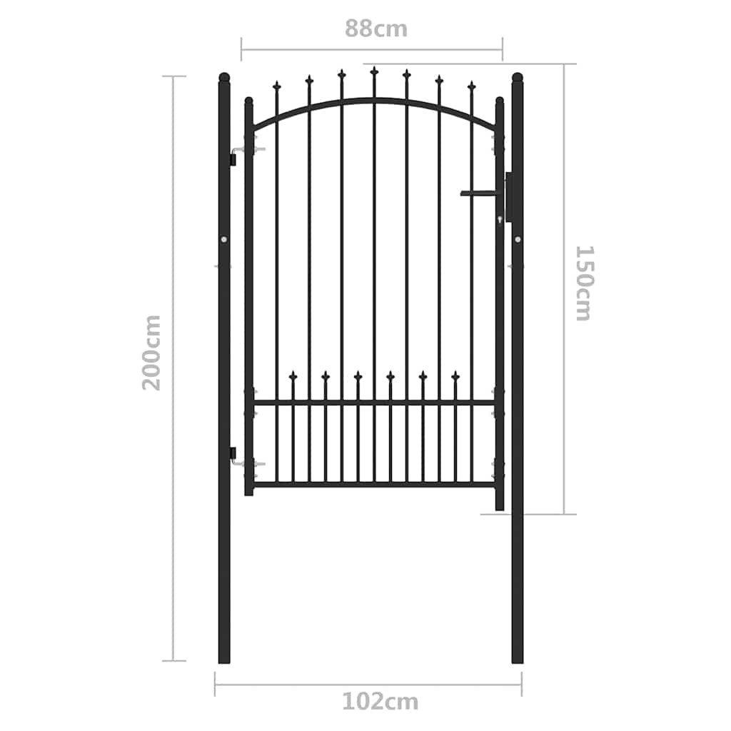 vidaXL Hekdeur met spijkers Zwart 100 x 150 cm Poedergecoat staal - Image 5