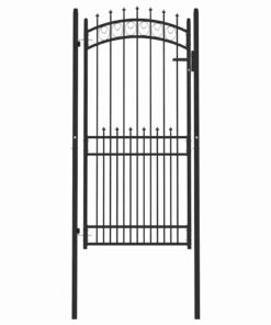vidaXL Hekdeur met spijkers Zwart 100 x 200 cm Poedergecoat staal