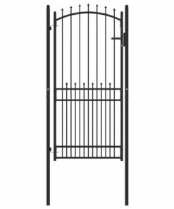 vidaXL Hekdeur met spijkers Zwart 100 x 200 cm Poedergecoat staal