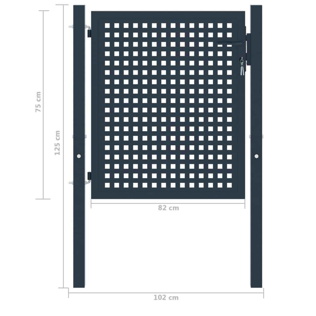 vidaXL Hekpoort Antraciet 102x75 cm Staal - Image 4