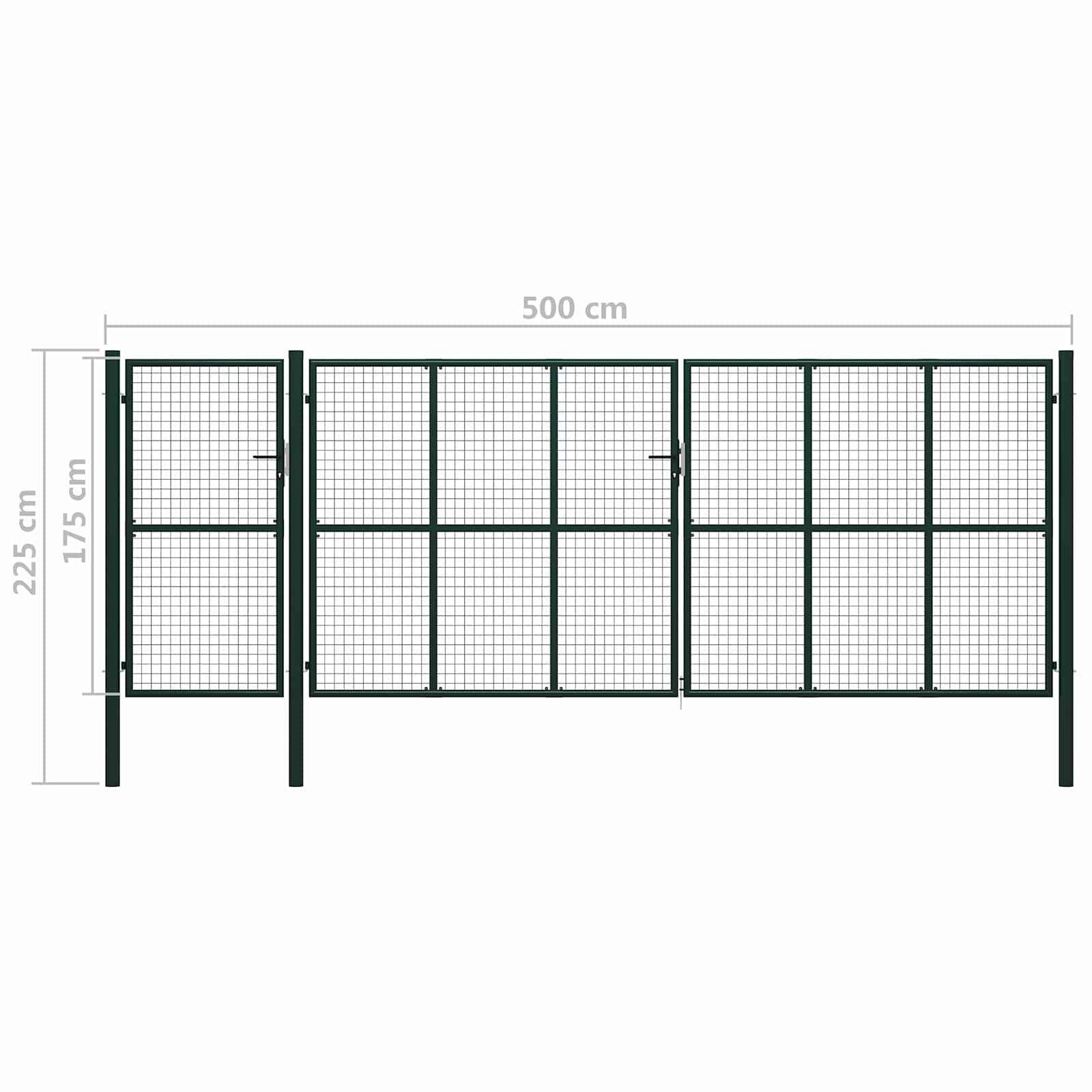 vidaXL Hekpoort met slot Groen 175 cm Staal - Image 5
