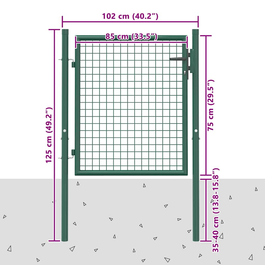 vidaXL Hekpoort staal 100x75 cm groen - Afbeelding 7