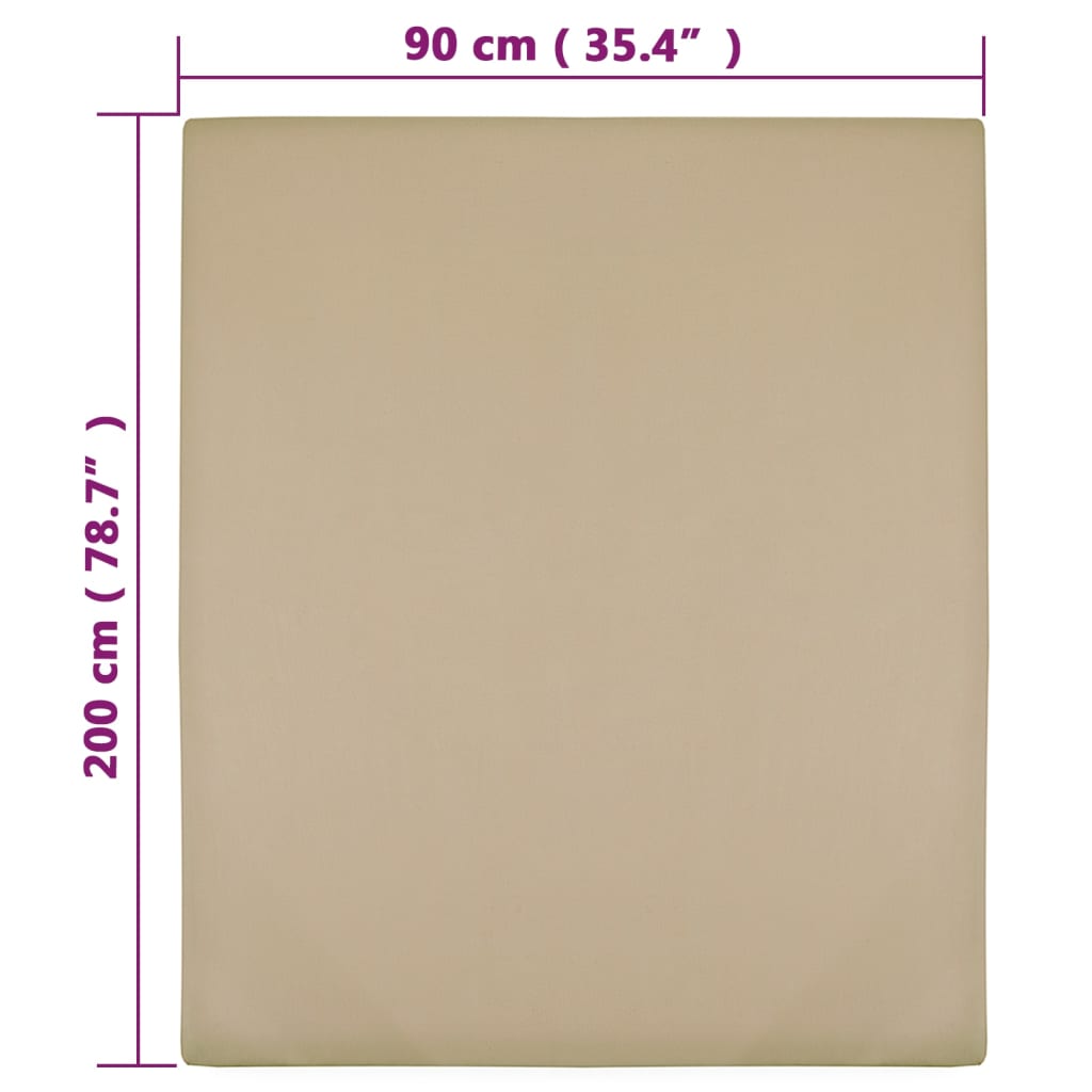 vidaXL Hoeslaken jersey 90x200 cm katoen taupe