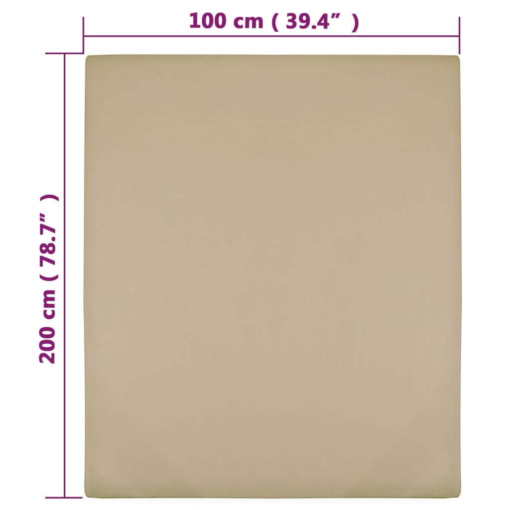 vidaXL Hoeslakens jersey 2 st 100x200 cm katoen taupe