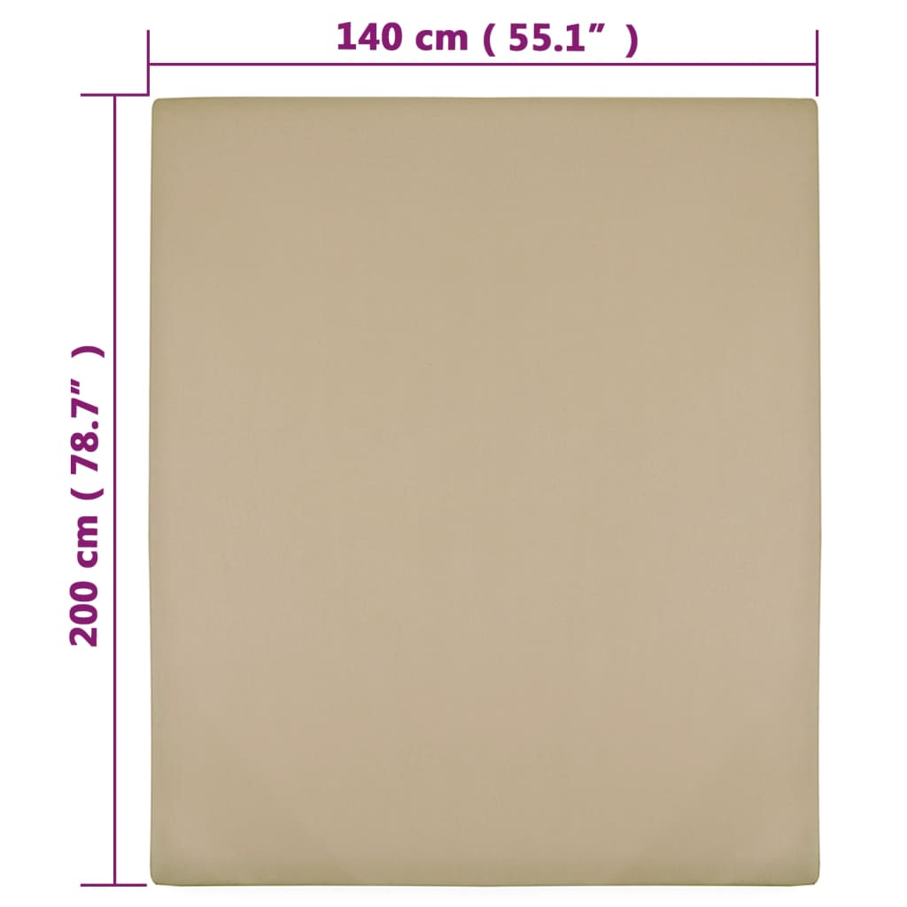 vidaXL Hoeslakens jersey 2 st 140x200 cm katoen taupe