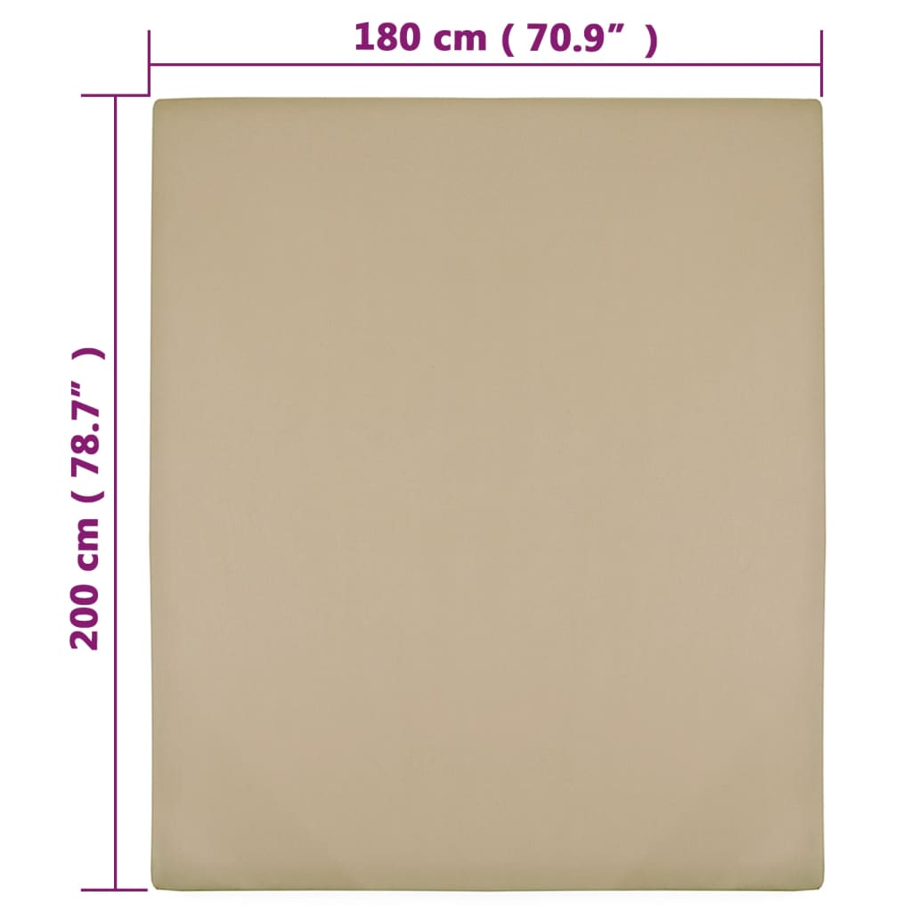 vidaXL Hoeslakens jersey 2 st 180x200 cm katoen taupe - Image 4