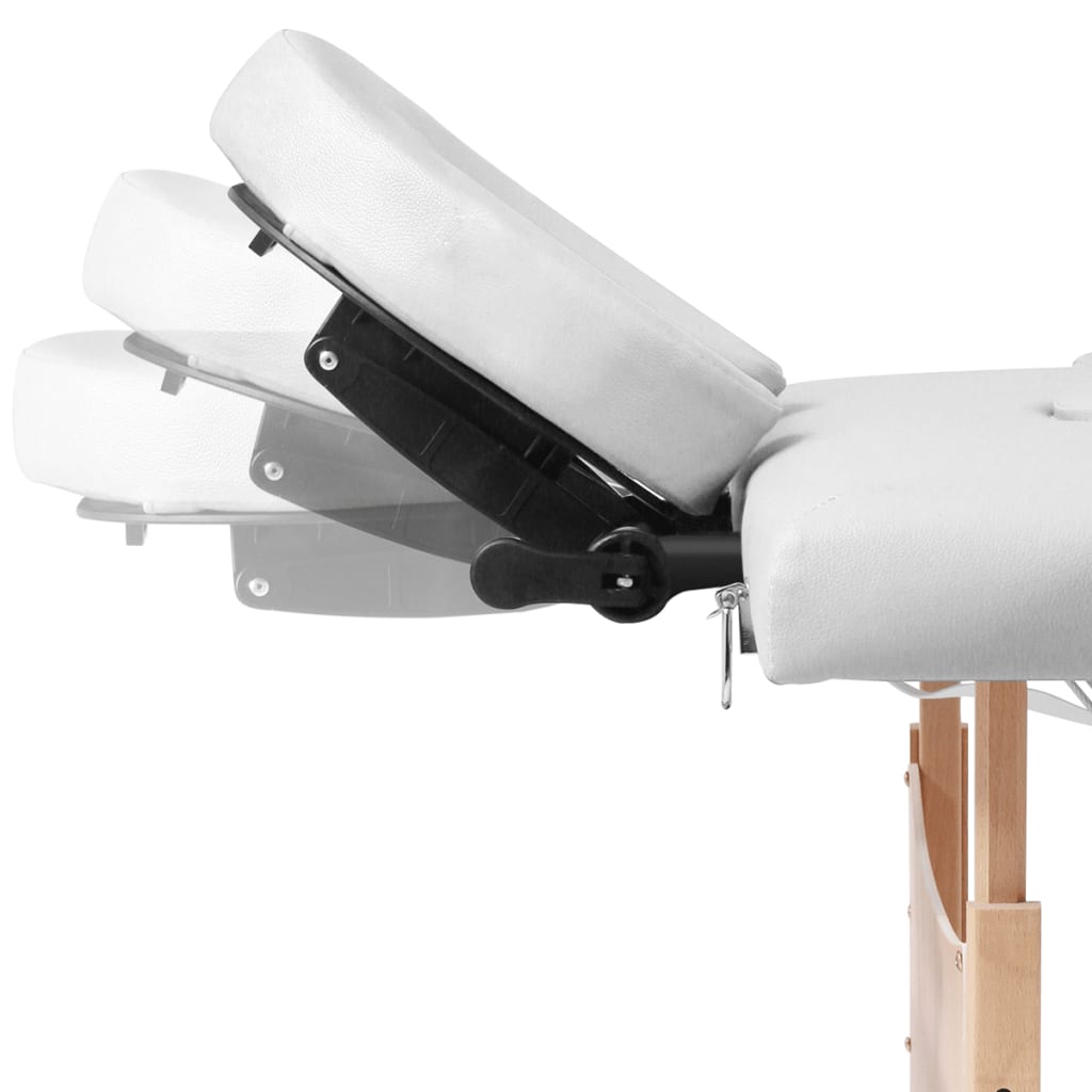 vidaXL Inklapbare massagetafel 4 zones met houten frame (creme) - Image 7