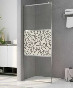 vidaXL Inloopdouchewand met stenenmotief 90x195 cm ESG-glas