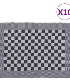 vidaXL Keukendoeken 10 st 50x70 cm katoen blauw en wit