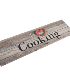 vidaXL Keukenmat wasbaar cooking-print 45x150 cm fluweel grijs