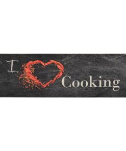 vidaXL Keukenmat wasbaar cooking-print 45x150 cm fluweel zwart