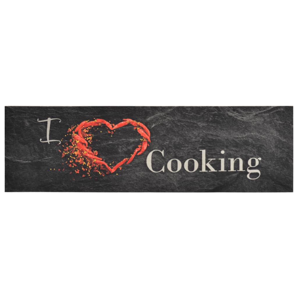vidaXL Keukenmat wasbaar cooking-print 45x150 cm fluweel zwart