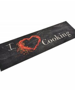 vidaXL Keukenmat wasbaar cooking-print 45x150 cm fluweel zwart