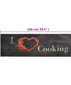 vidaXL Keukenmat wasbaar cooking-print 45x150 cm fluweel zwart