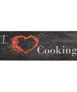 vidaXL Keukenmat wasbaar cooking-print 60x180 cm fluweel zwart