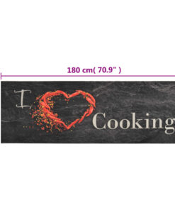 vidaXL Keukenmat wasbaar cooking-print 60x180 cm fluweel zwart