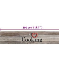 vidaXL Keukenmat wasbaar cooking-print 60x300 cm fluweel grijs