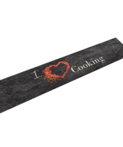 vidaXL Keukenmat wasbaar cooking-print 60x300 cm fluweel zwart