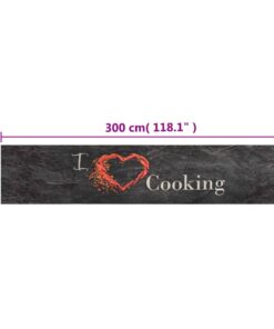 vidaXL Keukenmat wasbaar cooking-print 60x300 cm fluweel zwart