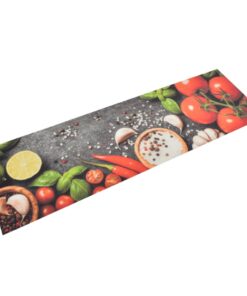 vidaXL Keukenmat wasbaar groenteprint 45x150 cm fluweel