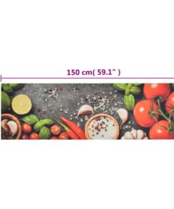 vidaXL Keukenmat wasbaar groenteprint 45x150 cm fluweel