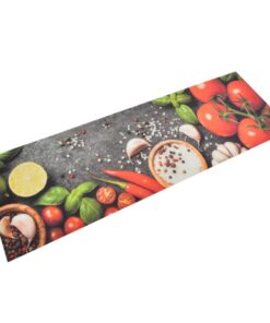 vidaXL Keukenmat wasbaar groenteprint 60x180 cm fluweel