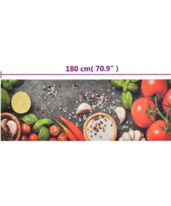 vidaXL Keukenmat wasbaar groenteprint 60x180 cm fluweel