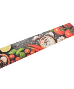 vidaXL Keukenmat wasbaar groenteprint 60x300 cm fluweel