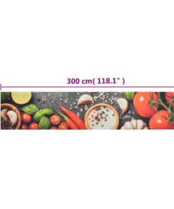 vidaXL Keukenmat wasbaar groenteprint 60x300 cm fluweel