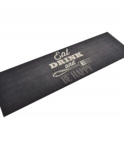 vidaXL Keukenmat wasbaar keukenprint 60x180 cm fluweel zwart