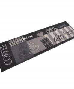 vidaXL Keukenmat wasbaar koffieprint 45x150 cm fluweel zwart
