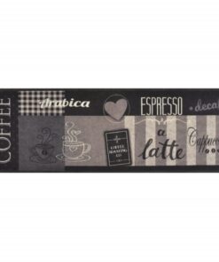vidaXL Keukenmat wasbaar koffieprint 60x180 cm fluweel zwart