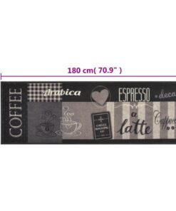vidaXL Keukenmat wasbaar koffieprint 60x180 cm fluweel zwart