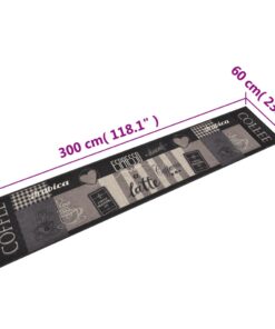 vidaXL Keukenmat wasbaar koffieprint 60x300 cm fluweel zwart