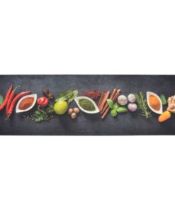 vidaXL Keukenmat wasbaar kruidenprint 45x150 cm fluweel