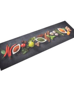 vidaXL Keukenmat wasbaar kruidenprint 45x150 cm fluweel