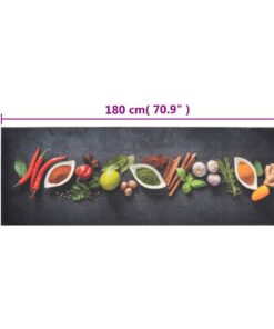 vidaXL Keukenmat wasbaar kruidenprint 60x180 cm fluweel