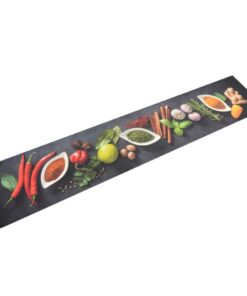 vidaXL Keukenmat wasbaar kruidenprint 60x300 cm fluweel