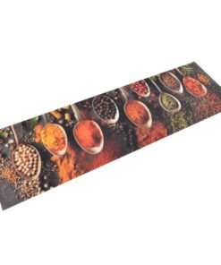 vidaXL Keukenmat wasbaar lepel- en kruidenprint 45x150 cm fluweel