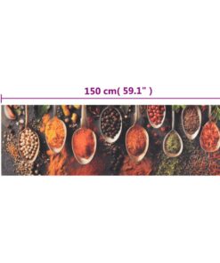 vidaXL Keukenmat wasbaar lepel- en kruidenprint 45x150 cm fluweel