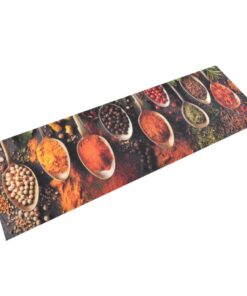 vidaXL Keukenmat wasbaar lepel- en kruidenprint 60x180 cm fluweel