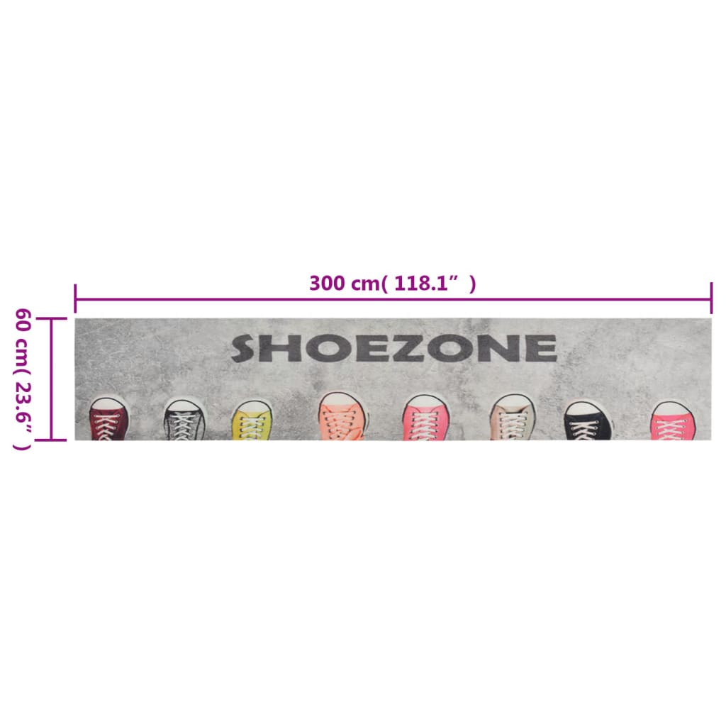 vidaXL Keukenmat wasbaar shoezone-print 60x300 cm fluweel