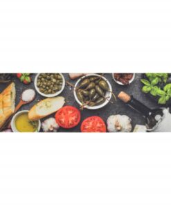 vidaXL Keukenmat wasbaar wijn- en dinerprint 45x150 cm fluweel