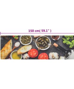 vidaXL Keukenmat wasbaar wijn- en dinerprint 45x150 cm fluweel