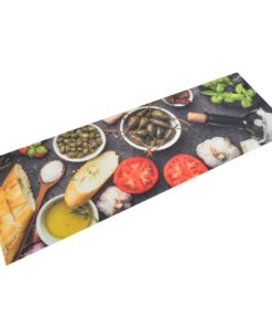 vidaXL Keukenmat wasbaar wijn- en dinerprint 60x180 cm fluweel
