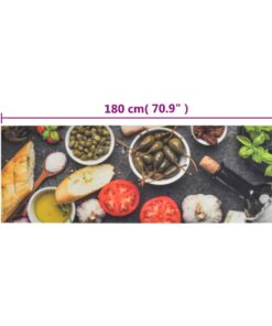vidaXL Keukenmat wasbaar wijn- en dinerprint 60x180 cm fluweel