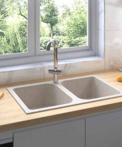 vidaXL Keukenwasbak Beige 76 x 48 x 30 cm Kwarts en hars