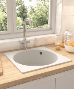 vidaXL Keukenwasbak Wit 48 x 48 x 20.5 cm Graniet